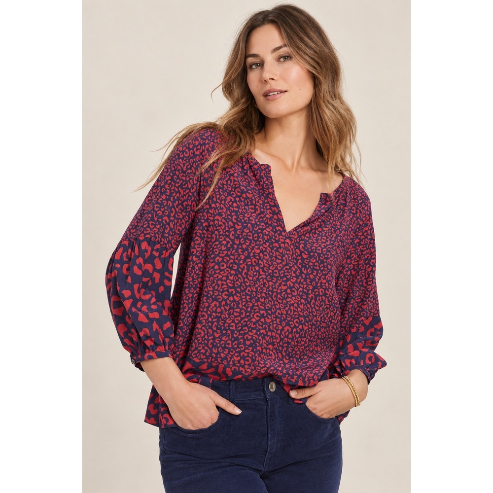 Vineyard Vines Animal Print Preppy Coastal Blouse XXS